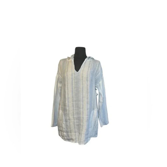 Saks Fit Avenue Hooded Long Sleeve Blouse 100% Linen | Size Small - Picture 1 of 4